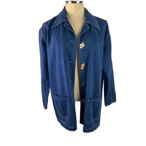 Small Vintage MASS New York Paris Denim Jacket Blazer Crafty Buttons